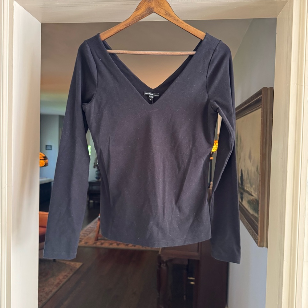 James Perse Stretch Lotus Double-V Top XL NWT
